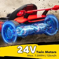 Aosom 24V 7.5 MPH Electric Go Kart with Adjustable Seat, Slow Start, Red(m-6)