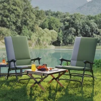 Outsunny Outdoor Rocking Chairs Set of 2, Folding Rocking Chair Set, 400 lbs. Capacity, Wide Seat, Padded High Back, Dark Green(m-8)