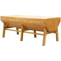 Outsunny 71'' x 32' x 28'' Wooden Raised Garden Bed, Planter Box with Non-Woven Fabric, Free Standing Planting Container, Natural(m-7)