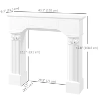 HOMCOM Baroque Fireplace Mantel, Freestanding Fireplace Surround for Electric Fireplaces, 43.25 Inch x 42.75 Inch, White(m-3)