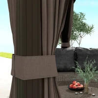 Outsunny 10' x 12' Hardtop Gazebo with Curtains and Netting, Gazebo Canopy with Aluminum Frame and Hooks, Coffee(m-8)