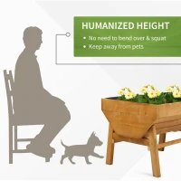 Outsunny 71'' x 32' x 28'' Wooden Raised Garden Bed, Planter Box with Non-Woven Fabric, Free Standing Planting Container, Natural(m-6)