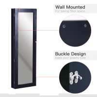 HOMCOM Mirrored Jewellery Cabinet Hanging Wall Mount Real Glass Mirror Locked Black(m-5)
