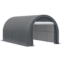 Outsunny 10' x 16' Carport, Heavy Duty Portable Garage Storage Tent with Large Zippered Door, Anti-UV PE Canopy Cover for Car, Truck, Boat, Motorcycle, Bike, Garden Tools, Outdoor Work, Gray(m-1)