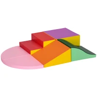 Qaba 6-Pieces Foam Climbing Blocks for Toddlers 1-3 Years, Soft Play Set for Climb and Crawl, Assorted(m-11)