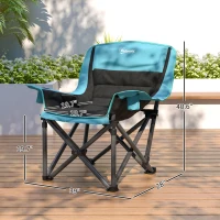 Outsunny Camping Chair for Adults, Portable Folding Camping Chair w/ Side Pockets, Cup Holders, Carry Bag, Green and Black(m-3)