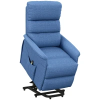 HOMCOM Power Lift Chair for Seniors, Electric Lift Recliner Chair with Remote Control, Side Pockets for Living Room, Blue(m-11)
