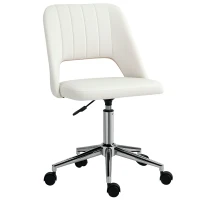 Vinsetto Modern Mid Back Office Chair with Velvet Fabric, Swivel Computer Armless Desk Chair with Hollow Back Design for Home Office, Cream White(m-1)