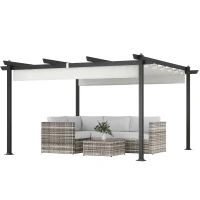 Outsunny 13' x 13' Aluminum Retractable Pergola Canopy, Outdoor Pergola for Garden, Patio, Backyard, Deck, White(m-11)