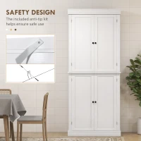 HOMCOM 72.5" Freestanding Kitchen Pantry Cabinet with 4 Doors, White(m-6)