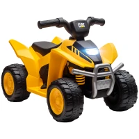 Qaba CAT Licensed Kids ATV 6V Four-Wheeler for Kids w/ Horn, LED Headlights for 18-36 Months, Yellow(m-11)