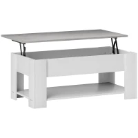 HOMCOM Lift Top Coffee Table with Hidden Storage Compartment and Open Shelf, Center Table for Living Room, White(m-2)