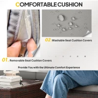 Outsunny Patio Furniture w/ Soft Cushions, Corner Sofa Sets, Grey(m-5)