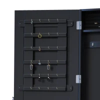 HOMCOM Mirrored Jewellery Cabinet Hanging Wall Mount Real Glass Mirror Locked Black(m-9)