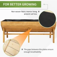 Outsunny 71'' x 32' x 28'' Wooden Raised Garden Bed, Planter Box with Non-Woven Fabric, Free Standing Planting Container, Natural(m-4)