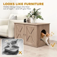 PawHut Hidden Cat Litter Box Enclosure with Ventilated Door, Cat Hole, Cat Washroom, Indoor Cat House, Walnut(m-7)