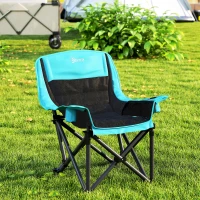 Outsunny Camping Chair for Adults, Portable Folding Camping Chair w/ Side Pockets, Cup Holders, Carry Bag, Green and Black(m-8)