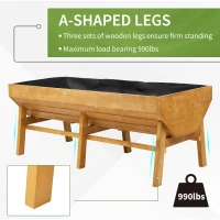 Outsunny 71'' x 32' x 28'' Wooden Raised Garden Bed, Planter Box with Non-Woven Fabric, Free Standing Planting Container, Natural(m-5)
