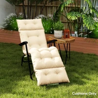 Outsunny Outdoor Chaise Lounge Cushion, Tufted Thick Patio Lounge Chair Cushion with Ties, 74.8 in. x 22 in. x 4 in., Beige(m-8)