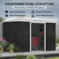 Outsunny 9' x 4' Metal Outdoor Storage Shed, Tool House with Double Lockable Doors for Backyard, Patio, Lawn, Garage, Dark Gray(m-4)