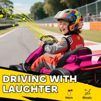 Aosom 24V 7.5 MPH Electric Go Kart with Adjustable Seat, Slow Start, Pink(m-8)