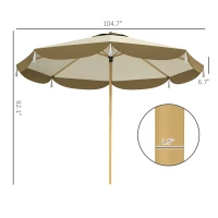 Outsunny 9FT Patio Umbrella, UPF 50+ Outdoor Market Umbrella with 8 Ribs, Vented Outdoor Table Umbrella for Deck, Backyard and Lawn, Cream White(m-3)
