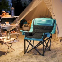 Outsunny Camping Chair for Adults, Portable Folding Camping Chair w/ Side Pockets, Cup Holders, Carry Bag, Green and Black(m-10)
