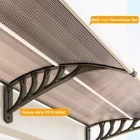 Outsunny Awning Door Canopy, 119.3" x 37.8" Polycarbonate Front Door Outdoor Patio Cover for UV Protection, Brown(m-9)