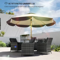 Outsunny 9FT Patio Umbrella, UPF 50+ Outdoor Market Umbrella with 8 Ribs, Vented Outdoor Table Umbrella for Deck, Backyard and Lawn, Beige(m-4)