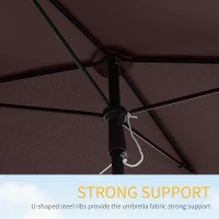 Outsunny 6.5x4ft Rectangle Patio Umbrella Aluminum Tilt Adjustable Garden Parasol Sun Shade Outdoor Canopy Coffee(m-7)
