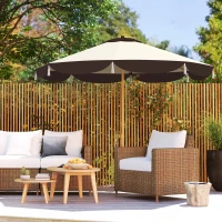 Outsunny 9FT Patio Umbrella, UPF 50+ Outdoor Market Umbrella with 8 Ribs, Vented Outdoor Table Umbrella for Deck, Backyard and Lawn, Beige(m-9)