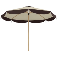 Outsunny 9FT Patio Umbrella, UPF 50+ Outdoor Market Umbrella with 8 Ribs, Vented Outdoor Table Umbrella for Deck, Backyard and Lawn, Beige