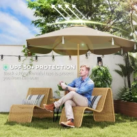 Outsunny 9FT Patio Umbrella, UPF 50+ Outdoor Market Umbrella with 8 Ribs, Vented Outdoor Table Umbrella for Deck, Backyard and Lawn, Cream White(m-5)