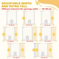 PawHut 30"-52" Extra Wide Pet Gate Barrier with Small Door, 35"H Dog Gate with Safety Gate Barrier, Stair Pressure Fit, Black(m-7)