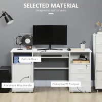 HOMCOM Computer Desk with Keyboard Tray and Drawers, Writing Desk, Home Office Workstation, White(m-6)