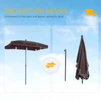 Outsunny 6.5x4ft Rectangle Patio Umbrella Aluminum Tilt Adjustable Garden Parasol Sun Shade Outdoor Canopy Coffee(m-5)