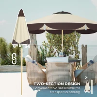 Outsunny 9FT Patio Umbrella, UPF 50+ Outdoor Market Umbrella with 8 Ribs, Vented Outdoor Table Umbrella for Deck, Backyard and Lawn, Beige(m-8)