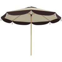 Outsunny 9FT Patio Umbrella Parasol, UPF 50+ Outdoor Market Umbrella with 8 Ribs, Vented Patio Table Umbrella for Deck, Backyard and Lawn, Beige(m-2)