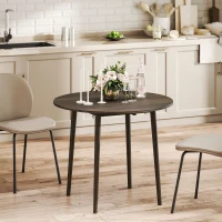 HOMCOM Folding Dining Table, Round Drop Leaf Kitchen Table for Small Spaces with Wood Legs, Distressed Grey(m-8)