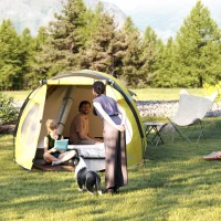 Outsunny 3-4 Person Camping Tent, Easy Set Up Dome Tent with Porch, Waterproof Family Tent with Bedroom and Sewn-in Groundsheet(m-10)