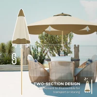 Outsunny 9FT Patio Umbrella, UPF 50+ Outdoor Market Umbrella with 8 Ribs, Vented Outdoor Table Umbrella for Deck, Backyard and Lawn, Cream White(m-8)