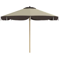 Outsunny 9FT Patio Umbrella Parasol, UPF 50+ Outdoor Market Umbrella with 8 Ribs, Vented Patio Table Umbrella for Deck, Backyard and Lawn, Beige(m-11)