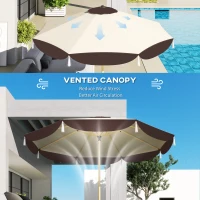 Outsunny 9FT Patio Umbrella Parasol, UPF 50+ Outdoor Market Umbrella with 8 Ribs, Vented Patio Table Umbrella for Deck, Backyard and Lawn, Beige(m-6)