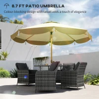Outsunny 9FT Patio Umbrella, UPF 50+ Outdoor Market Umbrella with 8 Ribs, Vented Outdoor Table Umbrella for Deck, Backyard and Lawn, Cream White(m-4)