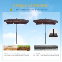 Outsunny 6.5x4ft Rectangle Patio Umbrella Aluminum Tilt Adjustable Garden Parasol Sun Shade Outdoor Canopy Coffee(m-6)
