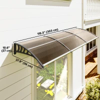 Outsunny Awning Door Canopy, 119.3" x 37.8" Polycarbonate Front Door Outdoor Patio Cover for UV Protection, Brown(m-3)