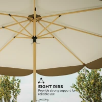 Outsunny 9FT Patio Umbrella, UPF 50+ Outdoor Market Umbrella with 8 Ribs, Vented Outdoor Table Umbrella for Deck, Backyard and Lawn, Cream White(m-7)