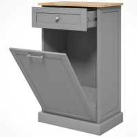 HOMCOM Kitchen Tilt Out Trash Bin Cabinet Free Standing Recycling Cabinet Trash Can Holder With Drawer, Gray