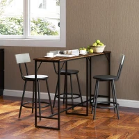 HOMCOM 70" Bar Table with Charging Station, Industrial Rectangular Bar Height Pub Table with Steel Frame, Rustic Brown(m-10)