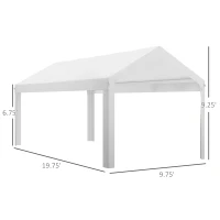 Outsunny 10 x 20ft Carport Roof, UV Resistant Canopy Replacement, Fits 84C-378V00 and 84C-206 Series, White(m-3)